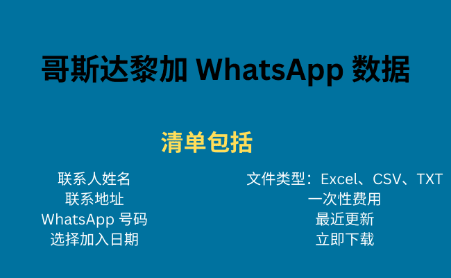 哥斯达黎加 WhatsApp 数据